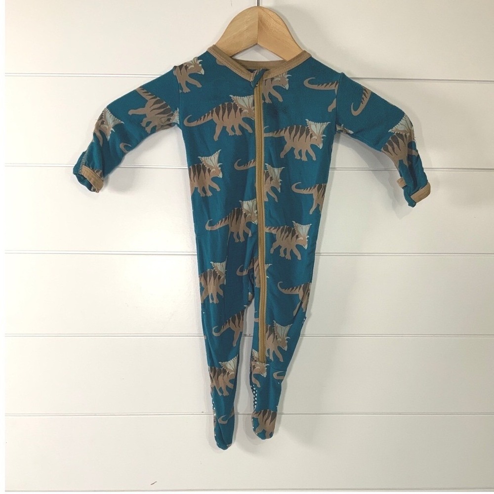Kickee Pants Baby Triceratops Bamboo Blend Footie 3-6 Months Buttery Soft Cozy